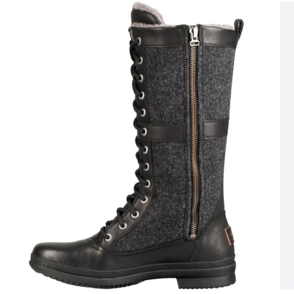 UGG Womens Leather Lace Up Elvia Waterproof Knee High Wool Lined Boots Sz 8 - Picture 2 of 15